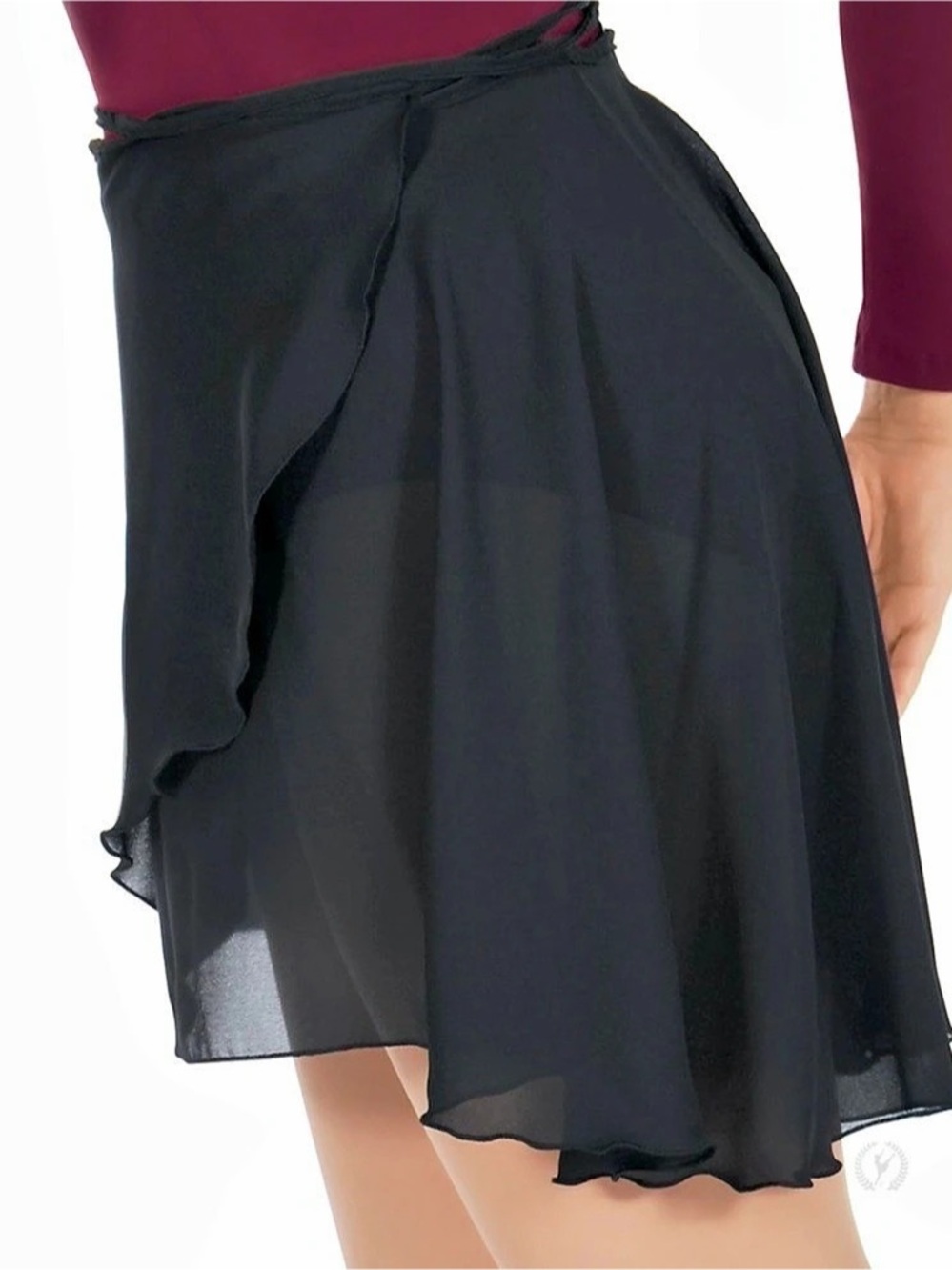 Eurotard Plus Size High Low Chiffon Wrap Skirt Black Mini Dance Skirt NWT